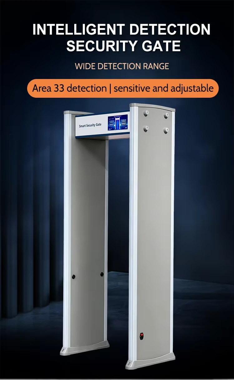 SE-WT-S10Z33 เครื่องตรวจจับโลหะแบบเดินผ่าน มุมมองตัวเครื่องสำหรับการแสดงผล 33 โซน